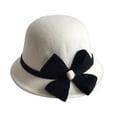 thumbnail image 1 of Chapeau Melon Petit pour Femme, Automne et Hiver, Nœud, Bout Rond, Décontracté, Style Bassin de Pêcheur, 1 of 3