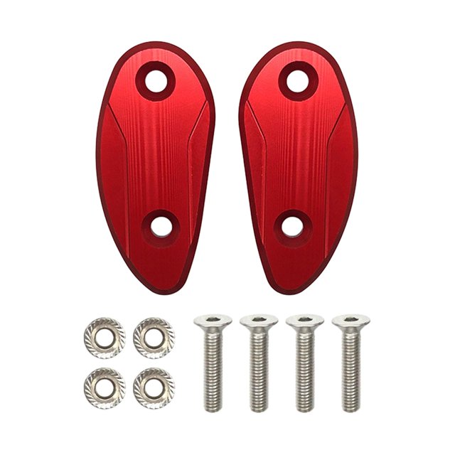 2x Mirror Block Off Plates Aluminum Easy to Install for CBR1000rr red