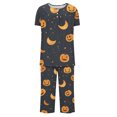 thumbnail image 4 of Jamicy Ensembles de Pyjamas pour Femmes Vêtements d'Intérieur pour Femmes Mode Décontractée Ample Imprimé Col Rond à Boutons Ensemble de Pyjama Capri Pyjamas d'Halloween, 4 of 4