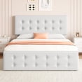 thumbnail image 1 of Bed Frame with 4 Storage Drawers and Adjustable Headboard, Upholstered Mattress Foundation with Skin-Frienly Linen, No Box Spring Needed, 1 of 9