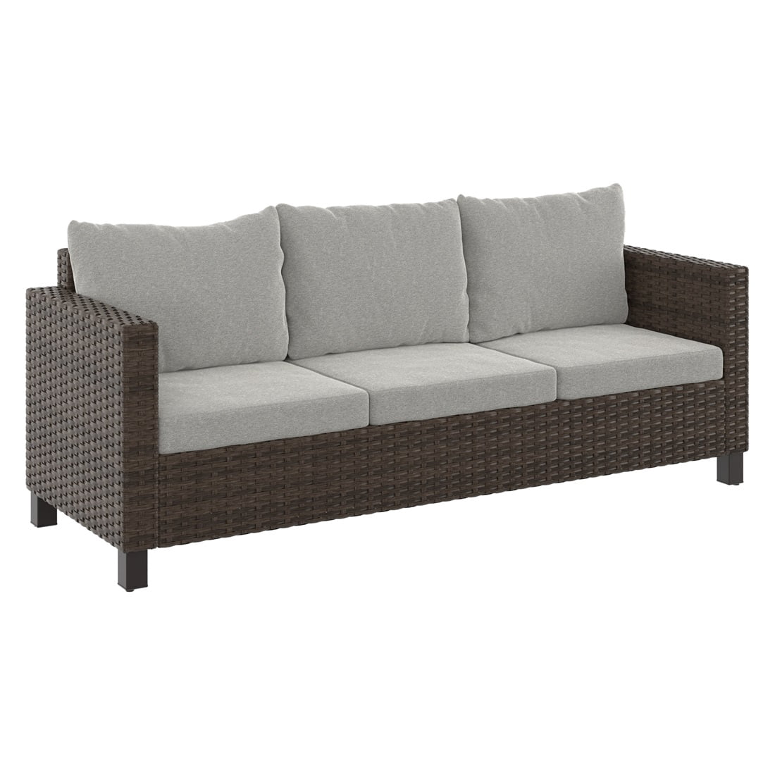 Better Homes & Gardens Brookbury 3-Piece Steel Outdoor Compact Sectional Set with Cushions & Covers, Tan