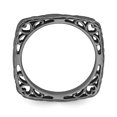 thumbnail image 2 of Bague Carrée en Argent Sterling Stackable Expressions Poli Assiette Noire Taille 5, 2 of 3