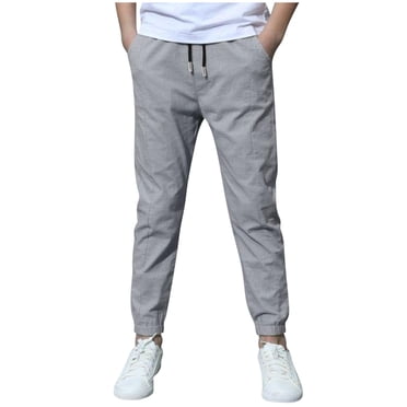 cfhntfmh Boys Childrens Clothes Fall Pants Cotton Linen Soft Stretch High Waisted Pull on Pants Lounge Jogger Full Length Pants