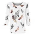 thumbnail image 3 of T-shirts d'Été pour Femmes Mode Femme Col Rond T-Shirt à Manches 3/4 Blouse Imprimée Hauts Chandail T-Shirts pour Femmes Mode T-Shirts pour Femmes pour l'Été T-Shirts à Manches 3/4 pour Femmes, 3 of 7