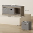 thumbnail image 3 of HOMCOM Shoe Bench with Cushion Seat, 3 Fabric Drawers, Washed Grey, 3 of 10