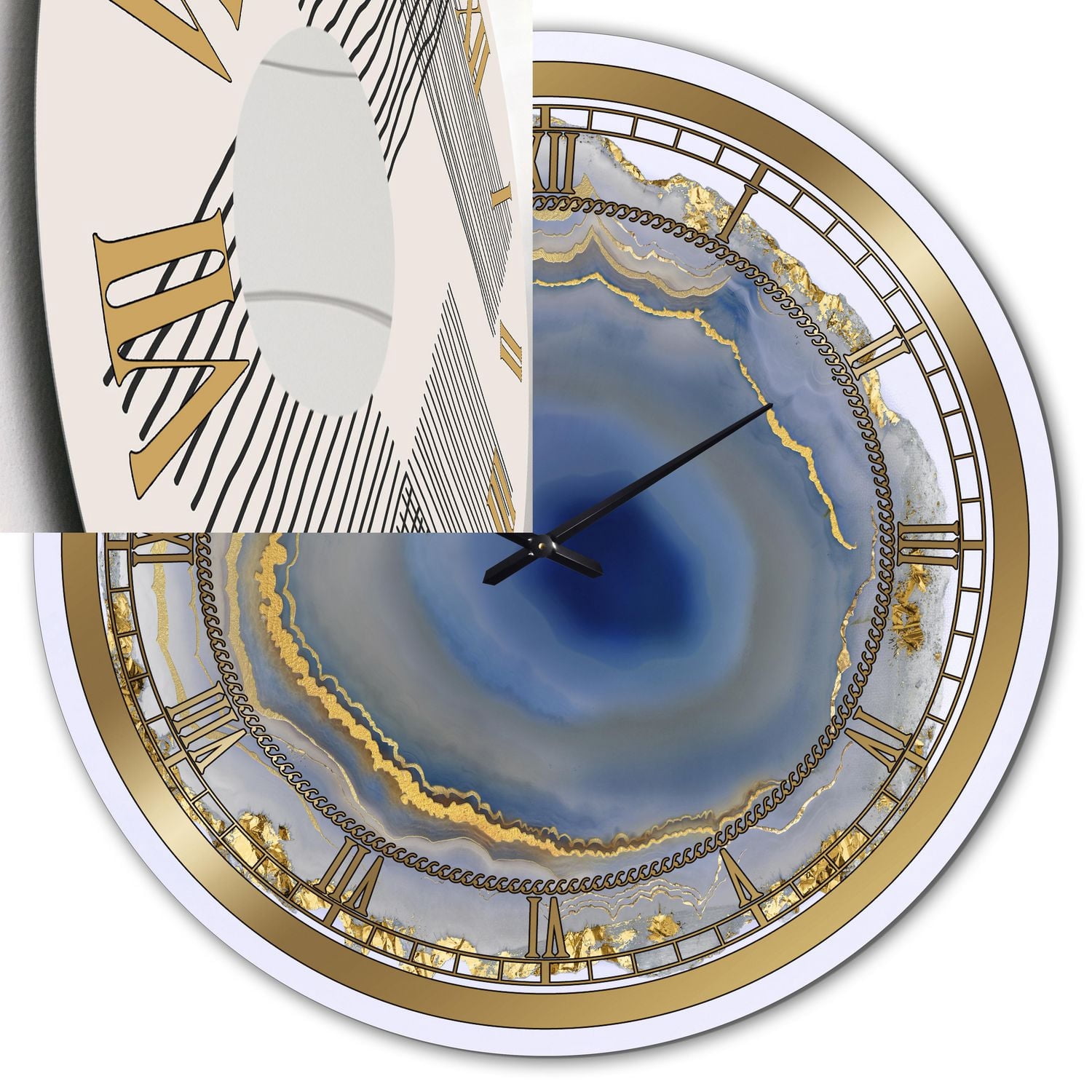 Designart 'Golden Water Agate' Oversized Fashion Wall Clock