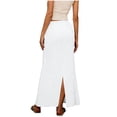 thumbnail image 3 of Tauxra Solid Color Maxi Skirt for Women Elastic Waist Long Skirt with Drawstring Casual Flowy Boho Skirt Summer Spring Daily Wear Solid Color Long Skirt for Women, 3 of 5