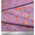 thumbnail image 2 of Soimoi Tissu Viscose Georgette Feuilles & Rose Imprimé Floral Tissu au Mètre 42 Pouces de Large, 2 of 3