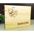 thumbnail image 3 of Custom Wood Wedding Guest Book Rustic Wooden Engraved Guestbook Heart & Pigeon Bird, 3 of 6