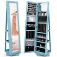 thumbnail image 1 of Costway Armoire à Bijoux Rotative à 360° 2-en-1 Verrouillable Bleu Miroir, 1 of 9