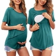 thumbnail image 2 of Chemises à Manches Courtes pour Femmes Enceintes Femmes Allaitement Couleur Unie Col Rond Manches Courtes Col Rond Blouse d'Allaitement Blouses à Manches Courtes pour Femmes Hauts à Manches Courtes pour Femmes, 2 of 6