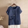 thumbnail image 1 of Pisexur Hauts d'Été en Coton et Lin pour Femmes 2024 Mode T-Shirts Graphiques Pissenlit Surdimensionnés Blouse d'Été Décontractée Col Rond Manches Courtes, 1 of 5