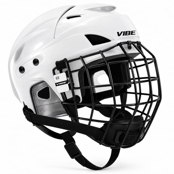 VIBE Casque de hockey senior avec grille, taille M, blanc