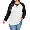 thumbnail image 2 of Yuyuzo T-Shirts pour Femmes Grande Taille à Blocs de Couleur à Manches Longues Col Ras du Cou Coupe Ample Confortable Tunique Unie T-Shirts, 2 of 7