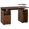 thumbnail image 1 of HOMCOM Computer Desk with Keyboard Tray, CPU Stand, Writing Desk with Drawers, Workstation for Home Office, Walnut Brown, 1 of 10
