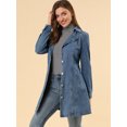 thumbnail image 4 of INSPIRE CHIC Women's Notched Lapel Button Front Belted Denim Trenchcoat Jacket, 4 of 6