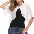 thumbnail image 3 of Timegard Shrugs for Dresses Chiffon Lightweight Short Sleeve Open Front Cardigan Outerwear Shawl Cape, 3 of 8