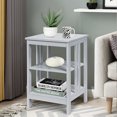 thumbnail image 3 of Patiojoy 2PCS 3-tier Side Table Nightstand Sofa End Table Storage Display Shelf Grey, 3 of 10