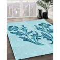 thumbnail image 3 of Ahgly Company Tapis d'Intérieur Lavable à la Machine, Carré, Transitionnel, Bleu Électrique, Tapis de Zone, 8 Pieds Carré, 3 of 7