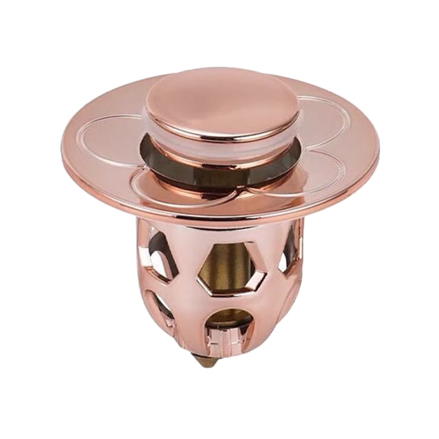 Oleegame 1PC Trashcans For Bedroom Washbasin Electroplating Drainer Bouncing Core Washbasin Pool Basin Copper Core Push Type Bouncing Core Leaking Plug Gold