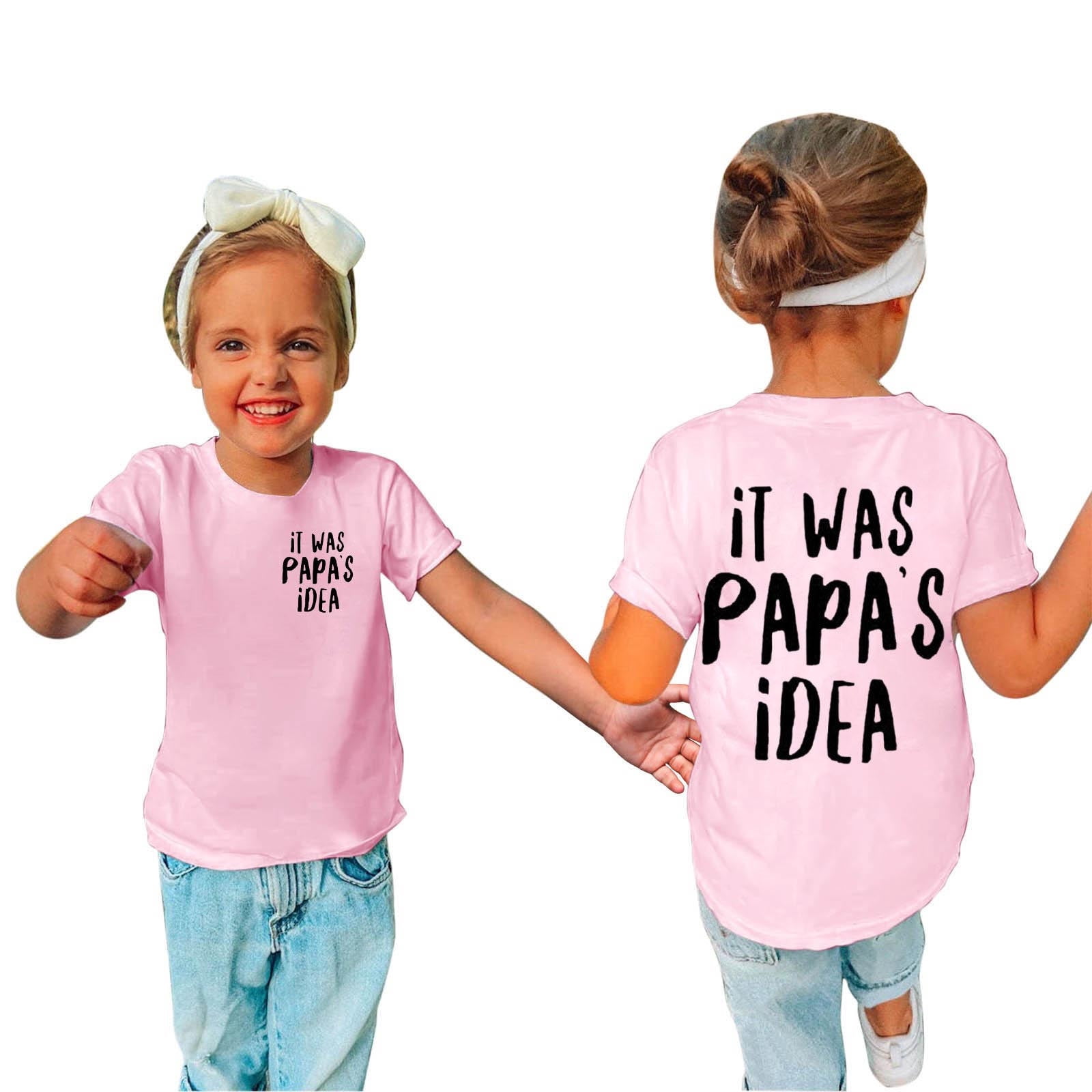 Aboser Idée de PAPA T-Shirts pour Enfants pour Filles de 3 à 14 Ans T-Shirts à Manches Courtes pour Tout-Petits Garçons Coton Blouses Graphiques Décontractées Col Rond Hauts d'Été T-Shirt