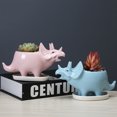 thumbnail image 3 of Flmtop 3D Cartoon Flowerpot Drain Hole Ceramic Creative Triceratops Shape Flowerpot for Desktop, 3 of 9