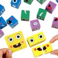 thumbnail image 1 of Wooden Expression Matching Block Face Changing Puzzle Game Building Blocks Logical Thinking Training Preschool Early, 1 of 8