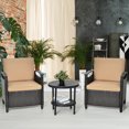 thumbnail image 3 of Costway 3PCS Patio Rattan Furniture Set Cushioned Sofa Storage Table W/ Shelf Garden, 3 of 10