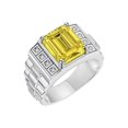 thumbnail image 2 of RYLOS Men's Rings 14K White Gold Designer Style 10X8MM Emerald Cut Shape Gemstone & Diamonds Citrine November Birthstone Rings For Men Size 10, 2 of 6