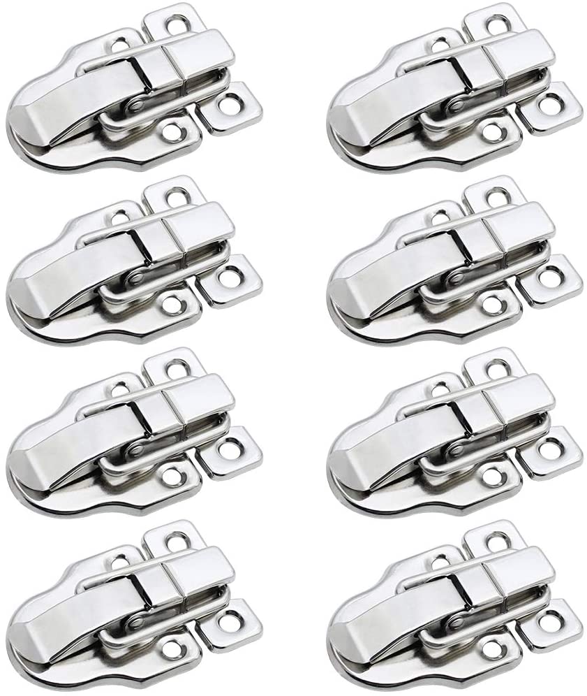 Ensemble de 8 Loquets à Bascule Fermeture à Levier en Métal Fermoir à Bascule Loquet Boîte à Ressort Verrou de Coffre Boîte à Outils Boîte de Rangement