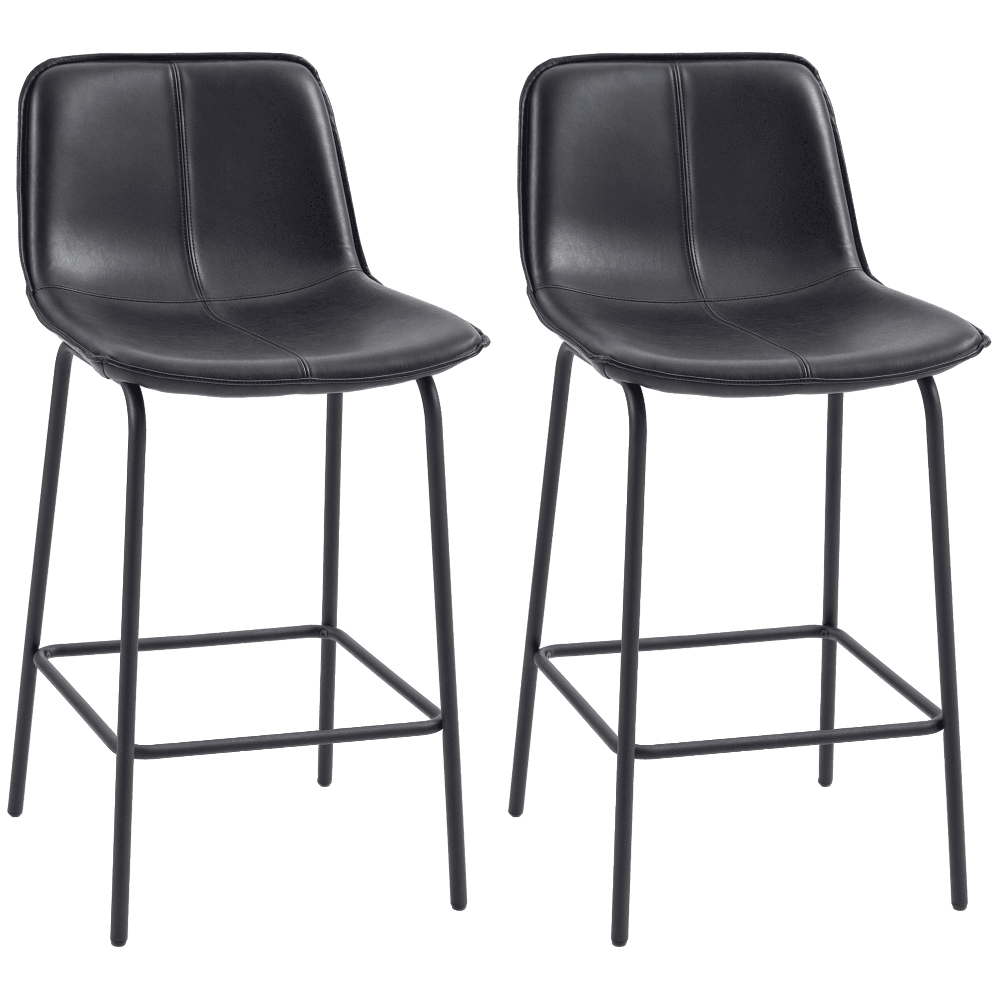 HOMCOM Bar Stools Set of 2, Microfiber Cloth Upholstered Bar Chairs