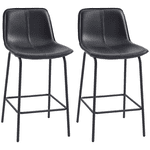 HOMCOM Bar Stools Set of 2, Microfiber Cloth Upholstered Bar Chairs