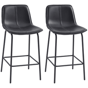 HOMCOM Bar Ensemble de tabourets 2, Chaises à barres rembourrées en microfibre