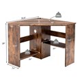 thumbnail image 4 of Costway Corner Computer Desk Triangle Writing Workstation w/Storage Shelf Rustic, 4 of 10