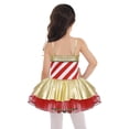 thumbnail image 2 of Hansber Justaucorps Robe Tutu de Danse Patinage Artistique à Rayures Canne de Bonbon pour Filles Fête des Fêtes Costume de Noël Rouge 4, 2 of 7