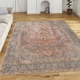 thumbnail image 1 of LaDole Rugs 8x10 Living Room Large Premium Cotton Washable Area Rug | Traditional Home Decor Boho Carpet For Living Room, Bedroom, Dining Floor |Terra Red Blue, 1 of 5