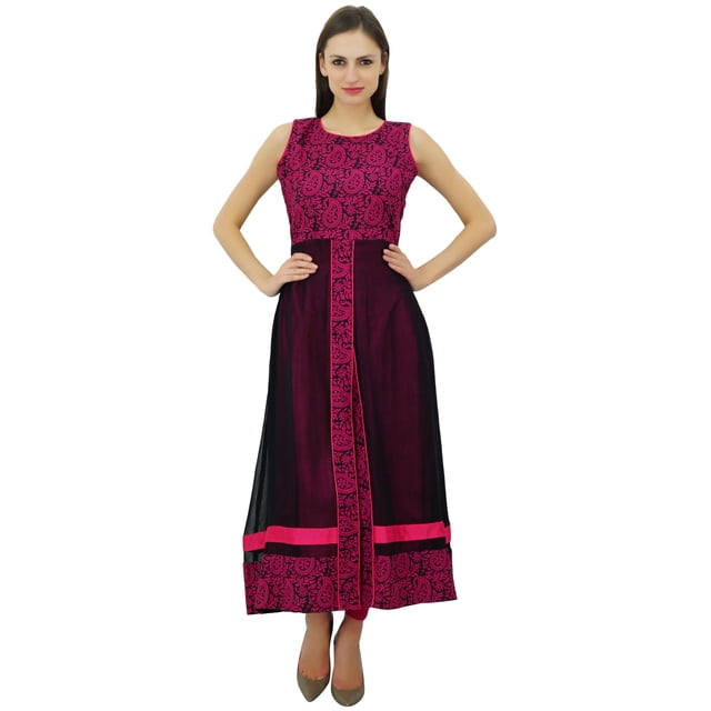 Bimba Kurta Anarkali en Coton pour Femmes Style Chic Kurti Longue Robe Formelle Vêtements