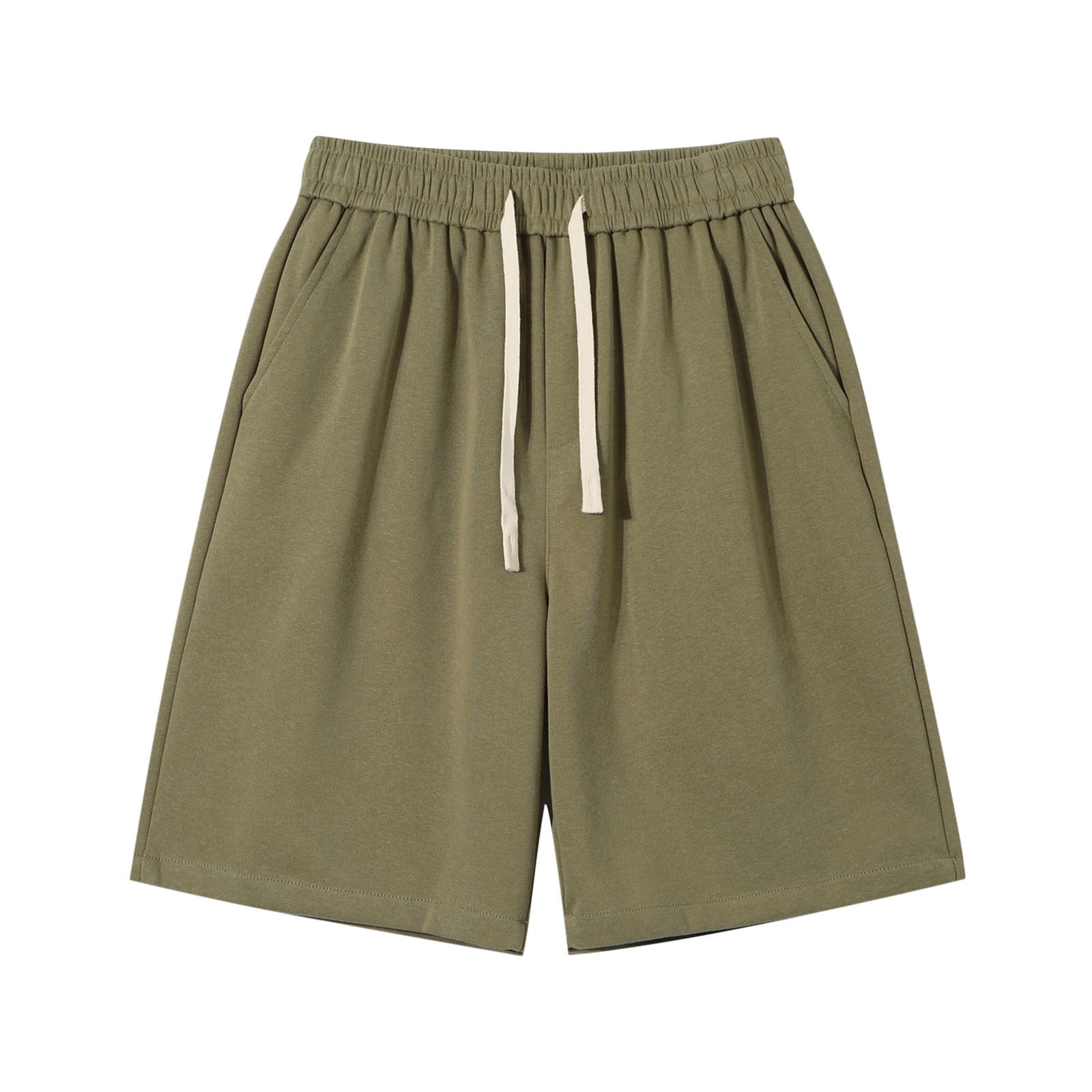 Plebaso Men's Big and Tall Shorts Elastic Waist Drawstring Casual Shorts Solid Color Loose Summer Shorts