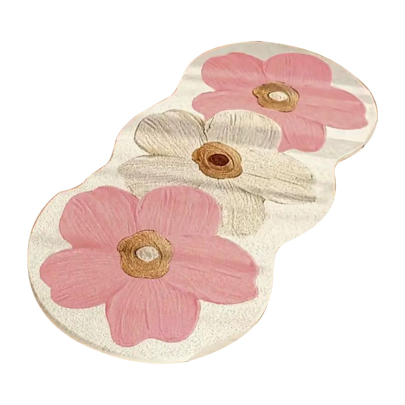 Flower Floor Mat Pink 2枚 Home Essentials, Flower Pattern Non Slip Washable Rugs Floor Mat