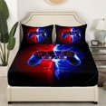thumbnail image 3 of YST Video Game Controller Bed Sheets Set Full Size 4pcs, Game Console Gaming Room Decor Sheet Set, Gamepad Printed Kids Boys Bedding For Bedroom, Blue Red Gamer Lightweight Bedding Set, 3 of 5