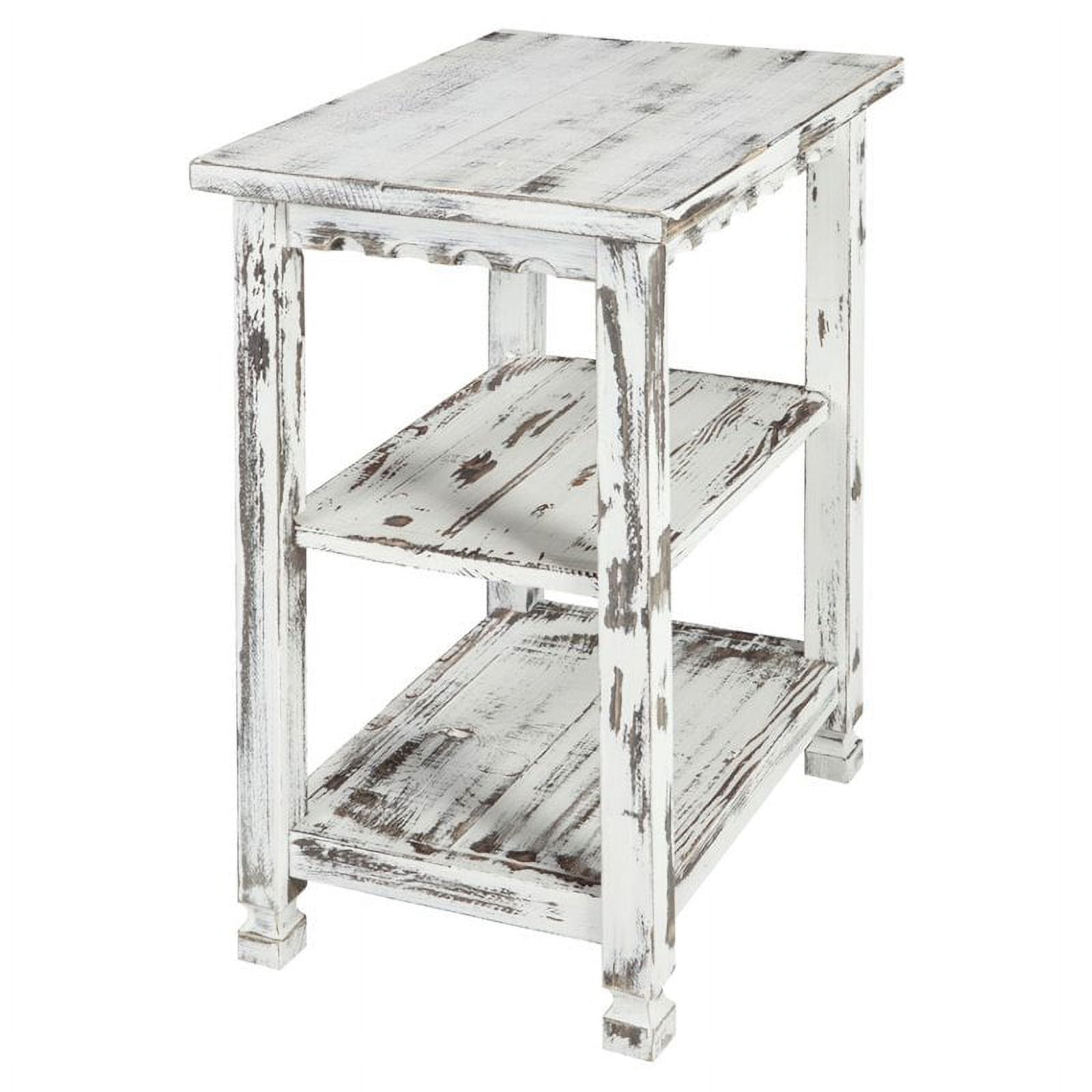 Alaterre Furniture Country Cottage 2-Shelf End Table in White Antique Finish