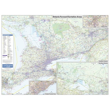 Lucidmap: Ontario Postcode (FSAs) Wall Map - Large - 50.75 x 38.25 inch Poster - Front Lamination
