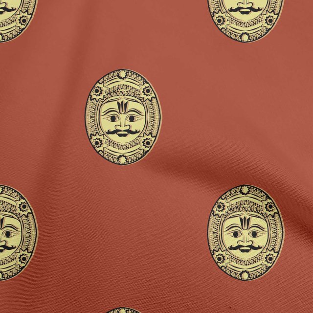 oneOone Viscose Chiffon Maroon Fabric Asian Block Face Craft Projects Decor Fabric Printed By The Yard 42 Inch Wide
