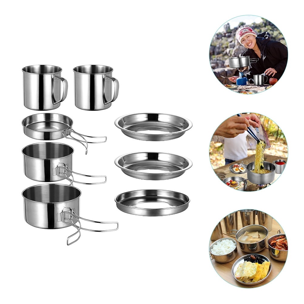 UPGRATOR Picnic Cookware Cookware Kit Stainless Steel Boiling Outdoor Cooking 1 Set 10*5.7*2.6in