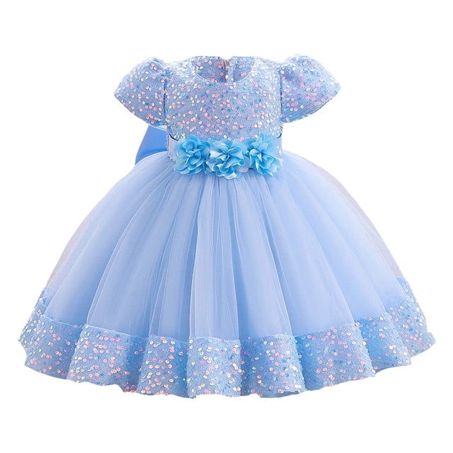 Robe Formelle pour Tout-Petit à Manches Bouffantes, Robe de Bal pour Tout-Petit, Robe en Tulle pour Tout-Petit, Robe pour Fillette de 3-4 Ans