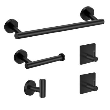 QualitChoice Stainless Steel Towel Bar Set Bath Towel Bar Toilet Paper Holder Towel Hooks Wall Mounted Bathroom Accessories Towel Rack Set
