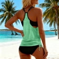 thumbnail image 4 of Moxiu Women's Two Piece Tankini Bathing Suits T-Back Top Ruched Padded Modest Swim Shorts Summer Basic Swimwear Mint Green,L, 4 of 5