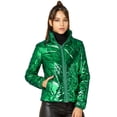 thumbnail image 1 of INSPIRE CHIC Veste Matelassée Courte Métallisée à Fermeture Éclair Holographique pour Femme, 1 of 6