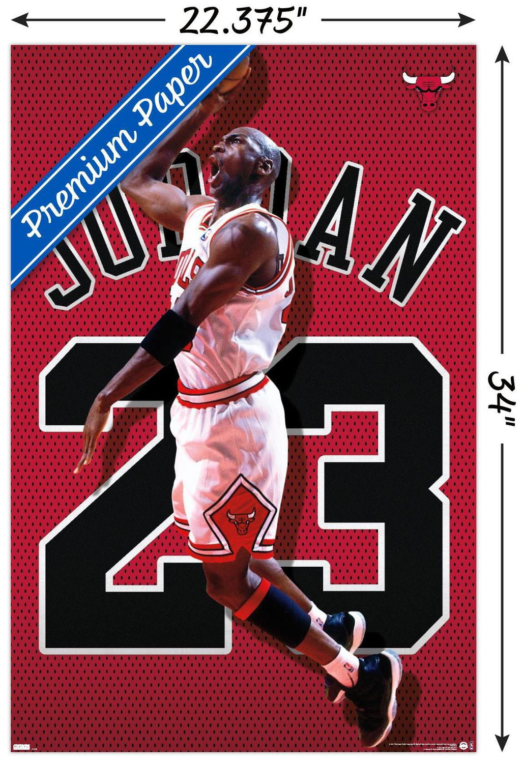 Michael Jordan - Jersey Wall Poster, 22.375" x 34" Framed