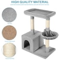 thumbnail image 2 of 32 Inch Cat Tree with Sisal-Covered Scratching Posts and 1 Plush Condos Cat Condo Furniture for Kittens, Light Gray, 2 of 7
